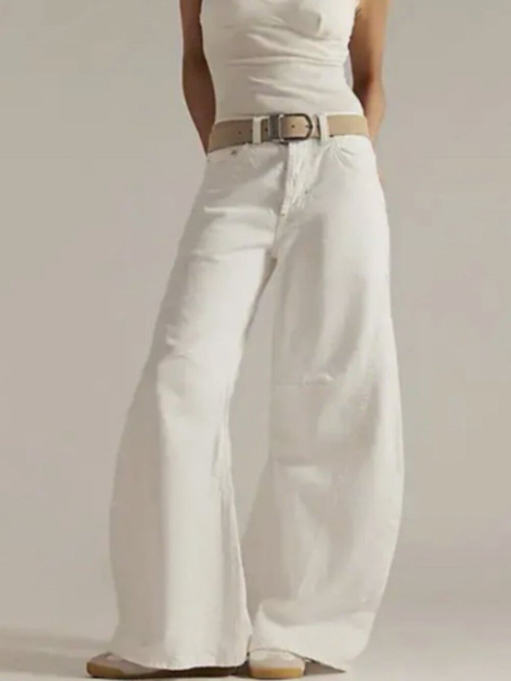 Free People Eden High Slouchy Jeans We The Free Wide Leg Bright White 30 NWT